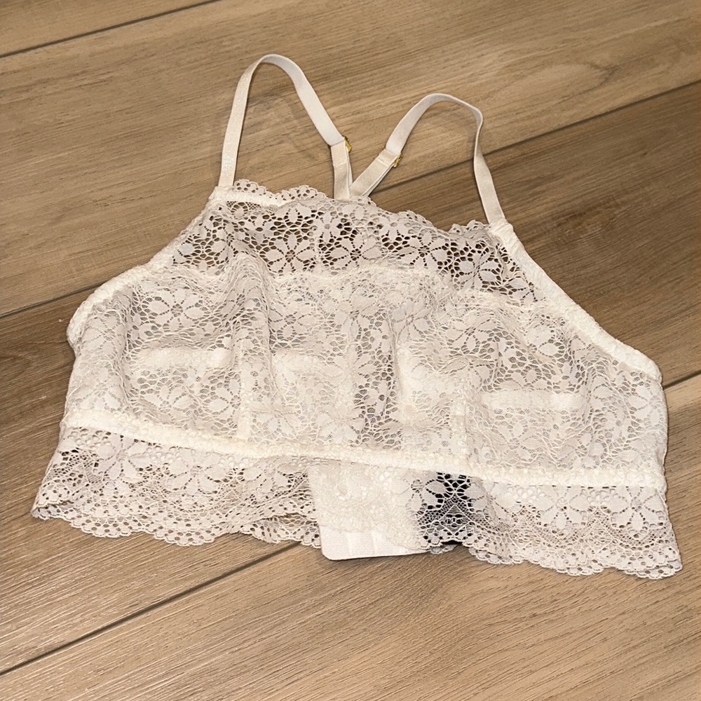 Euc Free Press Brand White Lace Lounge Bralette Bra Girls Size Small S